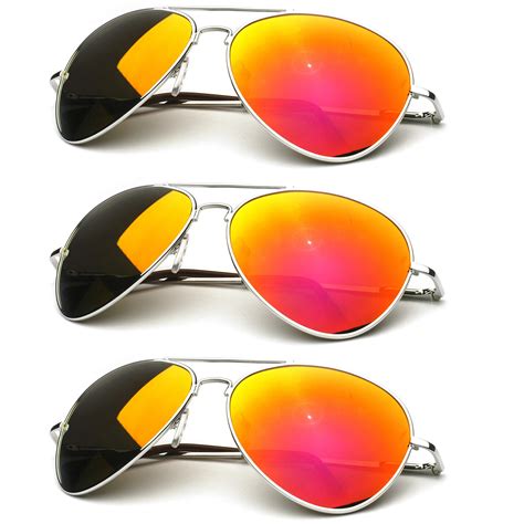 Premium Full Mirrored Aviator Sunglasses W Flash Mirror Lens