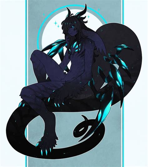 A Drawing Of A Demon Sitting On Top Of A Circular Object With Blue And