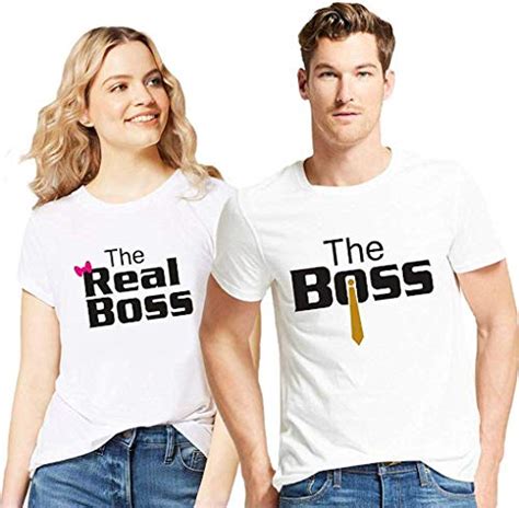 Buy Apsun Couple T Shirts The Boss The Real Boss Printed Matching Combo Twinning Tees Valentine