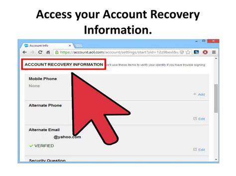 Ppt How To Change Your Account Recovery Settings On Aol Mail