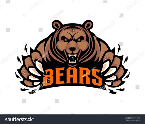 Mascot Grizzly Bear Logo Template Illustration Stock Vector 711791032