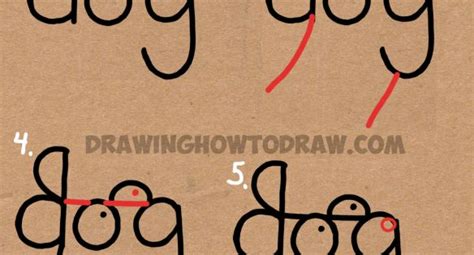 How to draw a cartoon dog. How to Draw a Dog from The Word Dog - Easy Step by Step ...