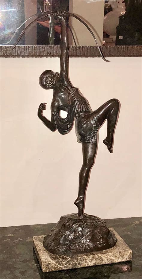 Diana The Huntress Art Deco Bronze Sculpture By Pierre Le Faguays