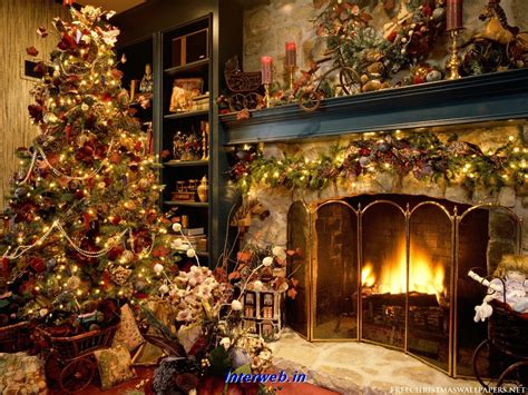 48 Christmas Live Fireplace Wallpaper