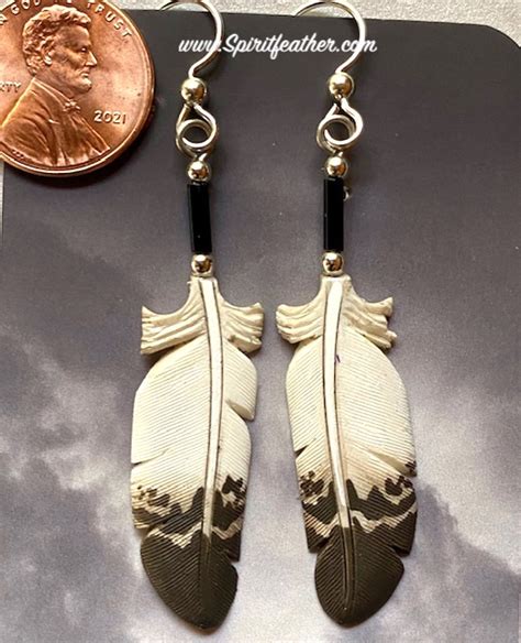 Native American Indian Bone Carved Feather Jewelry