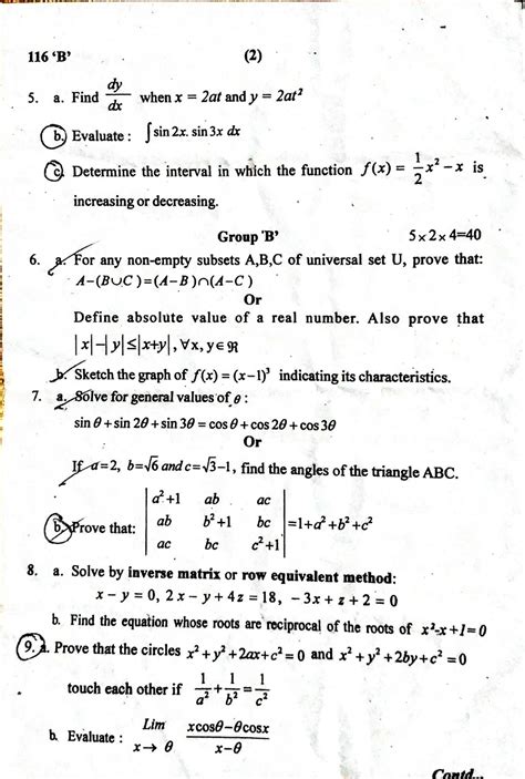 Neb Grade 11 Mathematics Question Paper 2076 Math Village