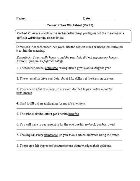 4th grade context clues worksheets worksheets for curiosity quenchers