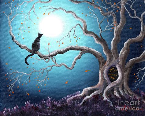 Black Cat In A Haunted Tree Painting By Laura Iverson