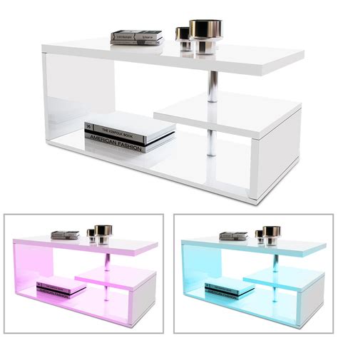 Some glass tables feature clear tops and shelves connected by simple buy coffee tables and get the best deals at the lowest prices on ebay. High Gloss Coffee/Side/End Table with Led Light White ...