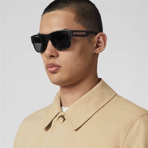 Logo Detail Square Frame Sunglasses In Black Men Burberry® Official