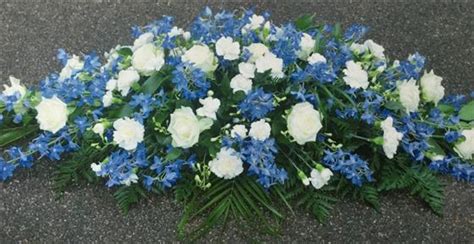Blue And White Flowers For Funeral Funeral Flowers A Casket Spray