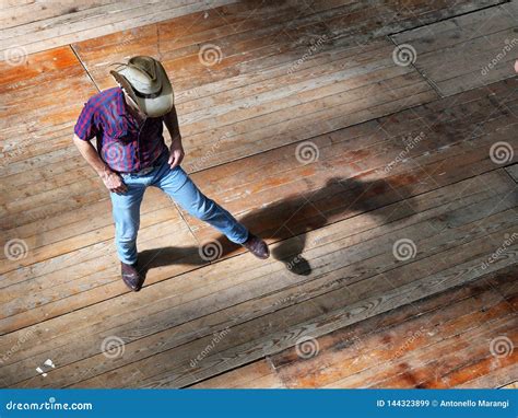 Single Man Traditional Western Folk Music Dancer View From Above Blur Dynamism Effect Editorial