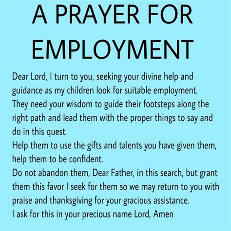 Prayer For My Children Looking For Employment Prayer For My Children