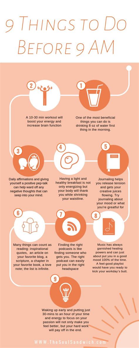 Infographic On A Morning Routine And 9 Things To Do Before 9 Am