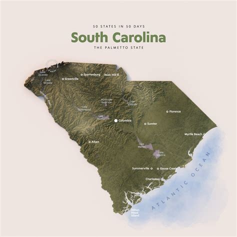 South Carolina Shaded Relief Map By Maps On The Web