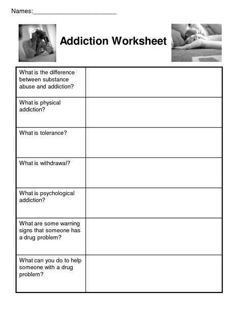 Addictive Behaviors Worksheet