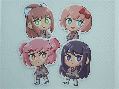 Ddlc Sayori Natsuki Yuri Monika Sticker Ddlc Etsyde