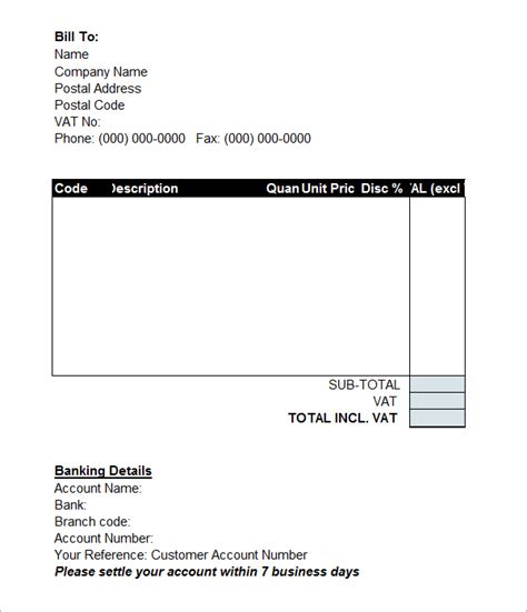 Performance Invoice Template