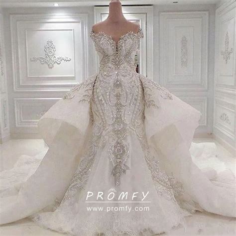 Crystals And Diamonds Beaded Overskirt Wedding Dress Promfy