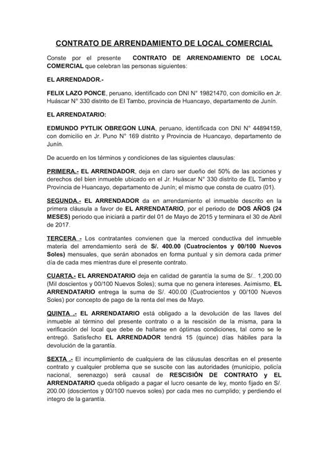 Contrato De Arrendamiento Local Comercial Minerva Par Vrogue Co