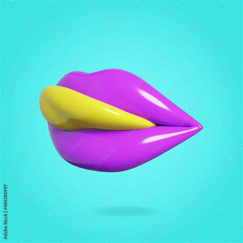 pop art style colorful lips girl sexy lips 3d render lick lips stock illustration adobe stock