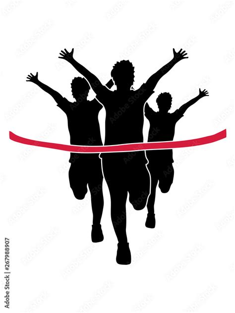 Rotes Band Sport 3 Läufer Rennen Schnell Marathon Marathonlauf Laufen
