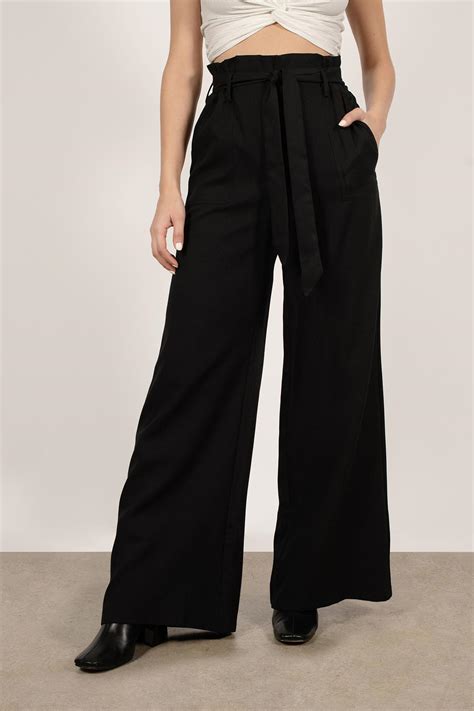 Tobi Pants Womens One Day Black Paperbag Waist Wide Leg Pants Black ⋆