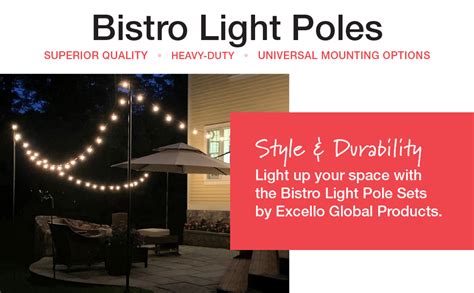 Excello Global Products Bistro String Light Poles 2 Pack
