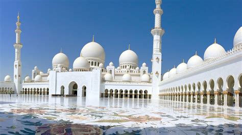Abu Dhabi Islamic Architecture Architecture Sunlight Arch Marble Mosque Wallpapers Hd