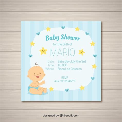 Tarjeta De Baby Shower Para Niño Descargar Vectores Gratis