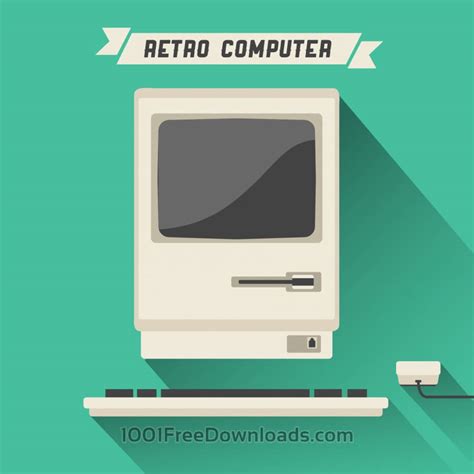 Free Vectors Retro Computer With Long Shadow Backgrounds