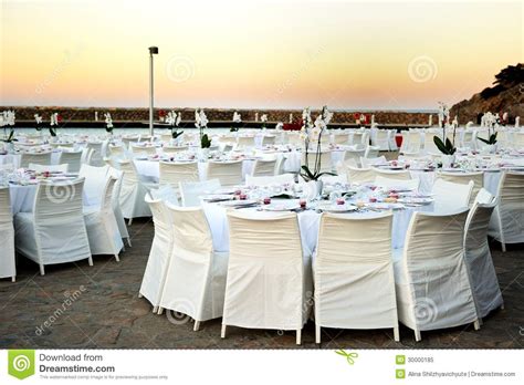 Table Set Up At The Beach Wedding Royalty Free Stock Photo