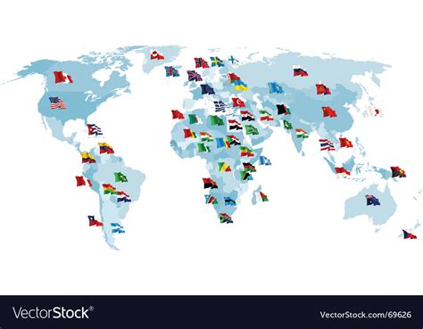 Set Of Flags World Map Royalty Free Vector Image