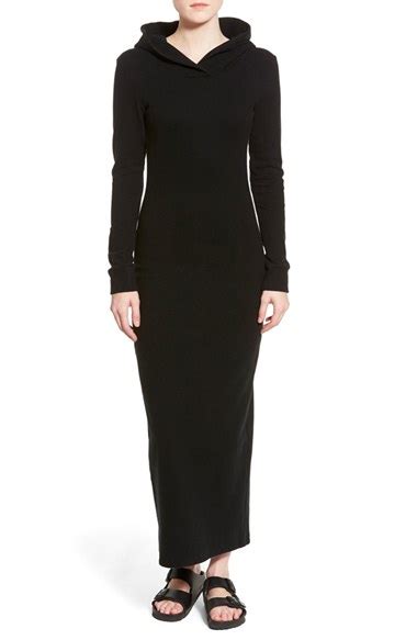 Lyst James Perse Hooded Long Sleeve Maxi Dress In Black