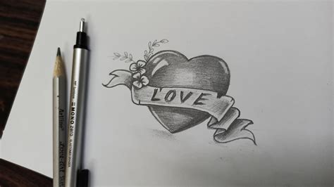 Love Heart Pencil Drawing Valentines Day Special Youtube