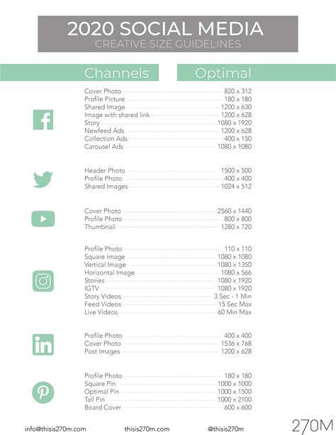 270ms Social Media Specs Guide 2020 270m