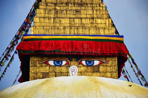 Buddha Eyes Or Wisdom Eyes At Swayambhunath Temple Or Monkey Temple