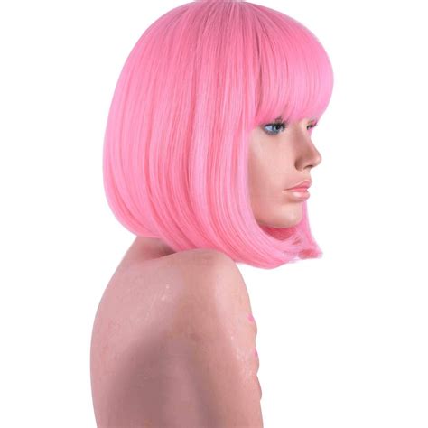 Ladies Fancy Dress Party Partyrama Pink Bob Wig - CuddlyHippo