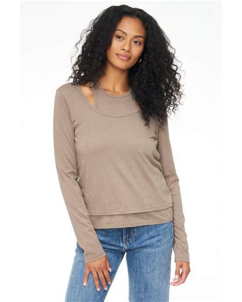 Pistola Cotton Leah Double Layered Long Sleeve And Tank In Mushroom
