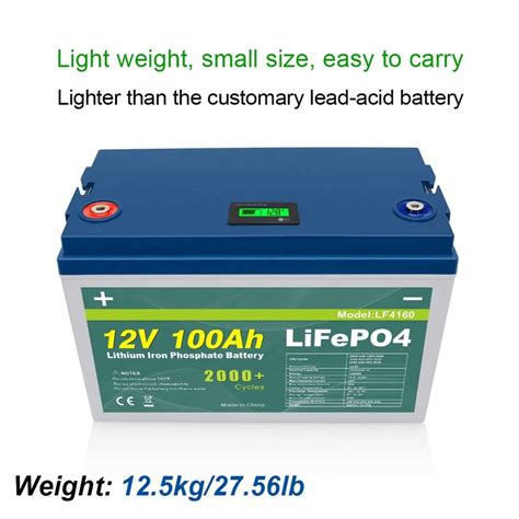 12v 100ah Lifepo4 Deep Cycle Lithium Battery Wvoltmete Etsy