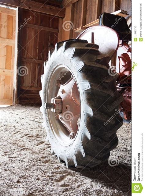 Large Tractor Tire On Vintage Tractor Stock Photo Image Of Wheel