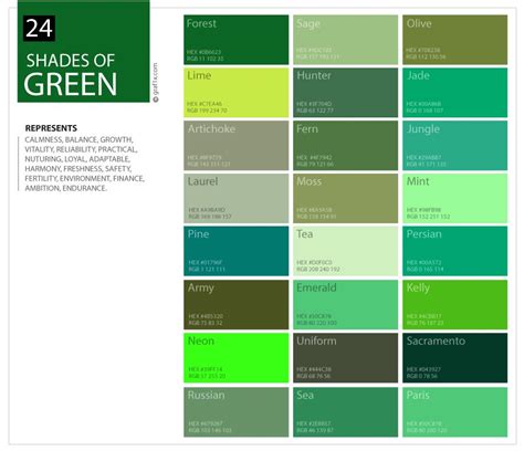 24 Shades Of Green Color Palette Graf1x 114