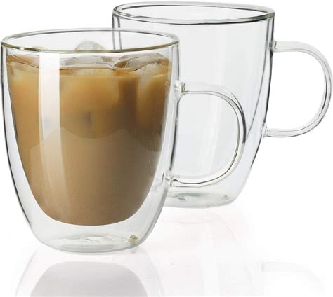 sweese double wall glass coffee mugs 12 5 oz insulated espresso cups set of 2