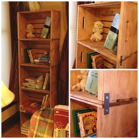 Diy Bookshelf From Unfinished Wooden Crates Frugal Upstate