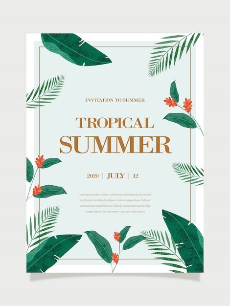 Premium Vector Summer Tropical Poster Tropical Background Illustration