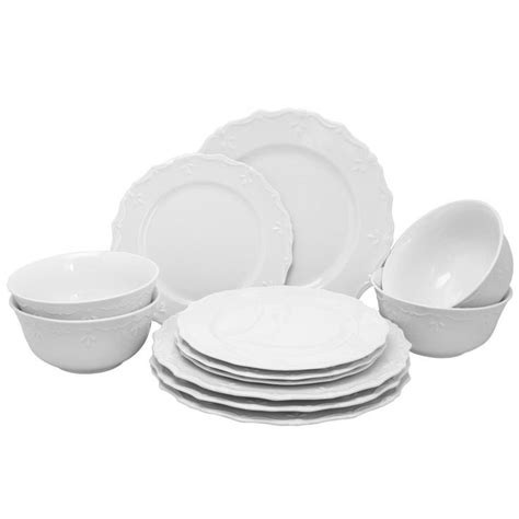 Scallop Buffet 12 Piece White Dinnerware Set Square Dinnerware Set
