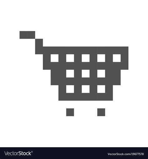 Shopping Cart Pixel Art Cartoon Retro Game Style Vector Image