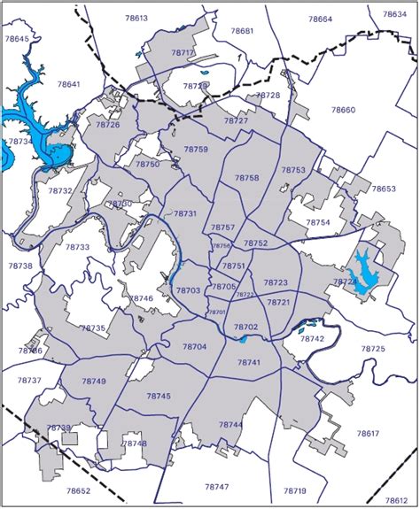 Central Texas Zip Codes Austin Zip Code Boundary Map