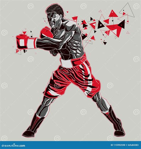 Boxer Athlete With A Graphic Trail Stock Vector Illustration Of