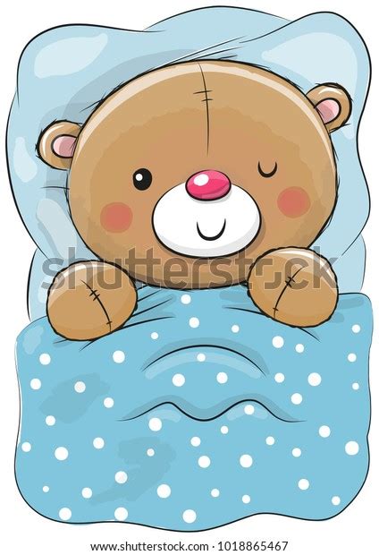 Cute Cartoon Sleeping Teddy Bear Bed Stock Illustration 1018865467